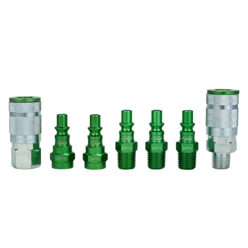 ColorFit® by Milton® S-307AKIT Coupler and Plug Kit ; (A-Style， Green) ; 1/4 NPT， (7-Piece) ;