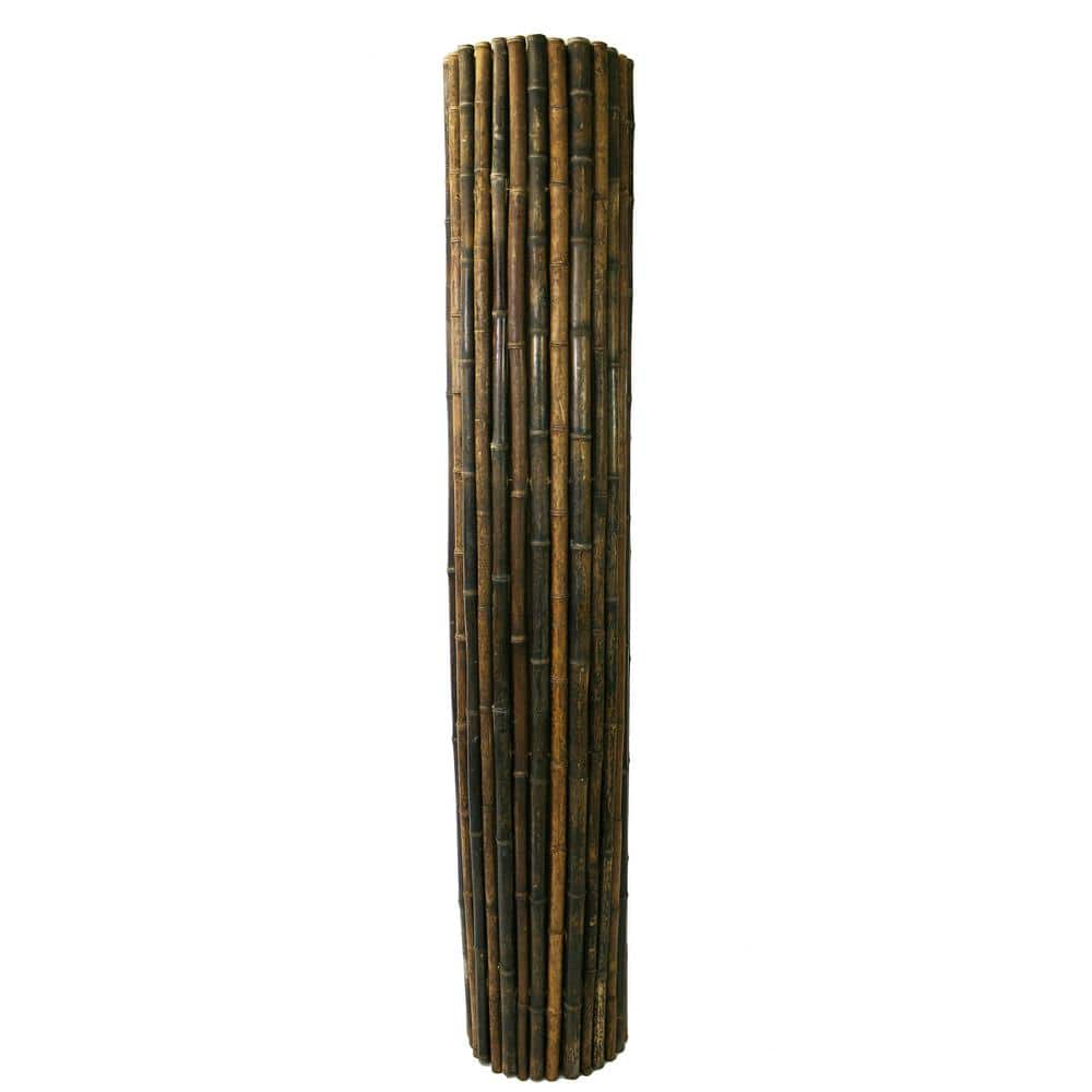 Backyard X-Scapes 1 in. D x 4 ft. H x 8 ft. W Natural Black Bamboo Fencing Garden Screen Rolled Fence Panel 22-B4