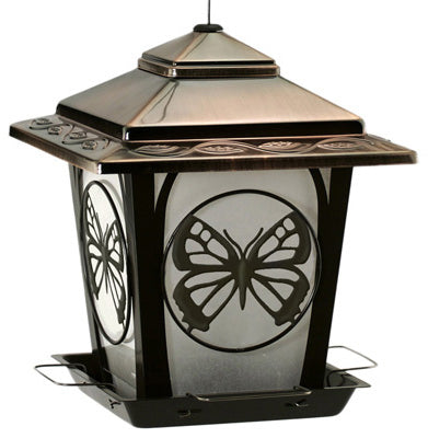 Audubon Hopper Style Bird Feeder With Butterfly Accents