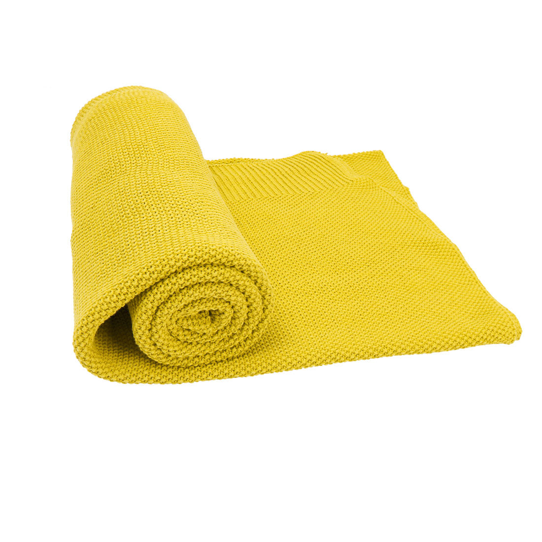 PiccoCasa Solid Knit Cotton Blanket for Couch and Sofa  Yellow 50