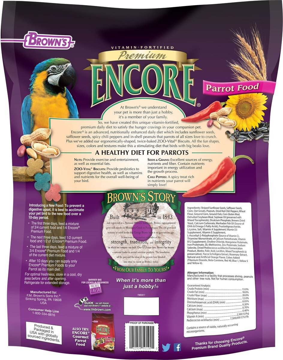 Brown's Encore Premium Parrot Food