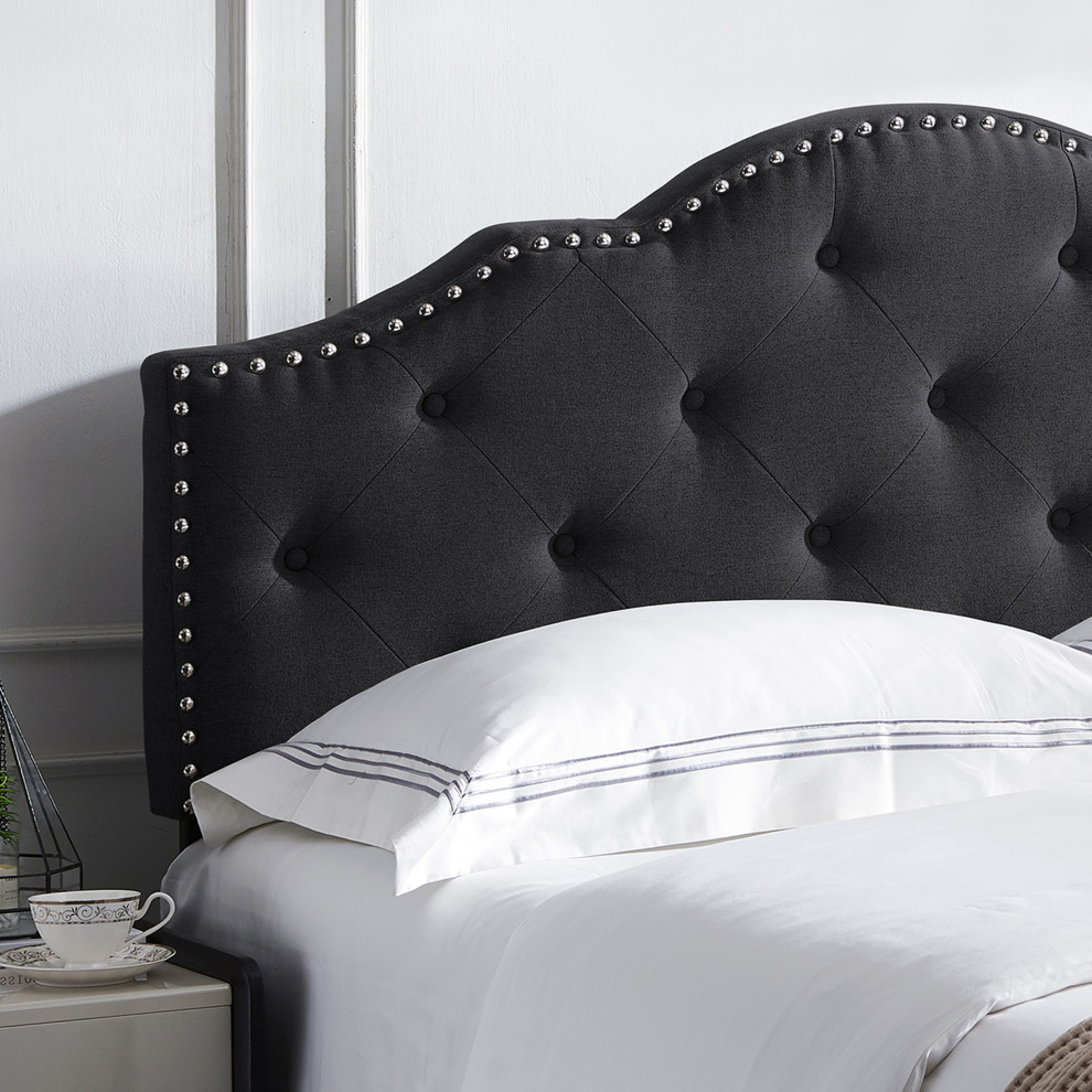 Sharon Contemporary Upholstered Queen/Full Headboard   Transitional   Headboards   by GDFStudio  Houzz