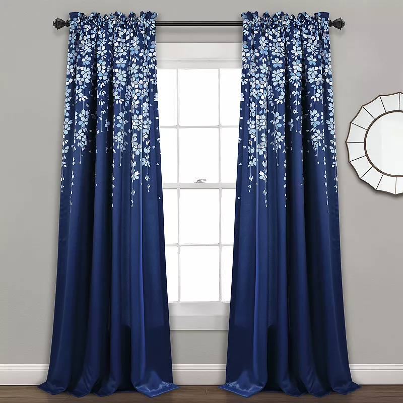 Half Moon 2 Weeping Flowers Window Curtain Panels