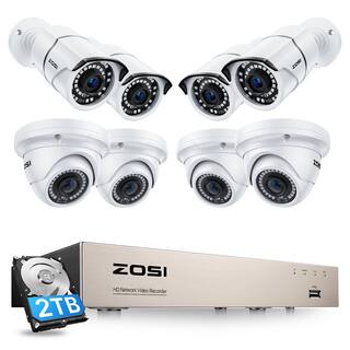 ZOSI 8-Channel 5MP 2TB POE NVR Security Camera System with 8 Wired Bullet Camera 8EN-2615W8S-20A