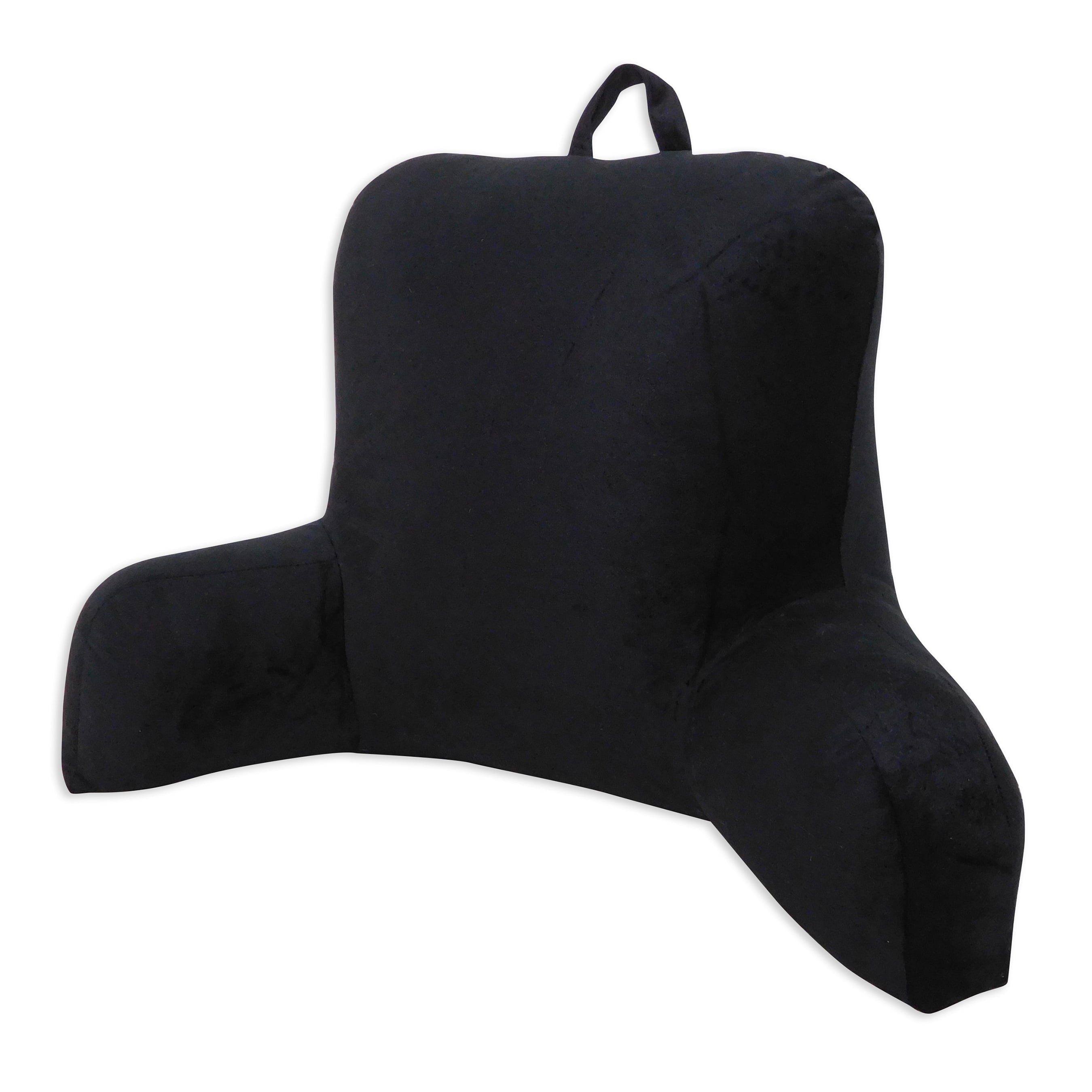 Mainstays Micro Mink Plush Backrest Lounger Pillow， Rich Black Poly Micro Mink