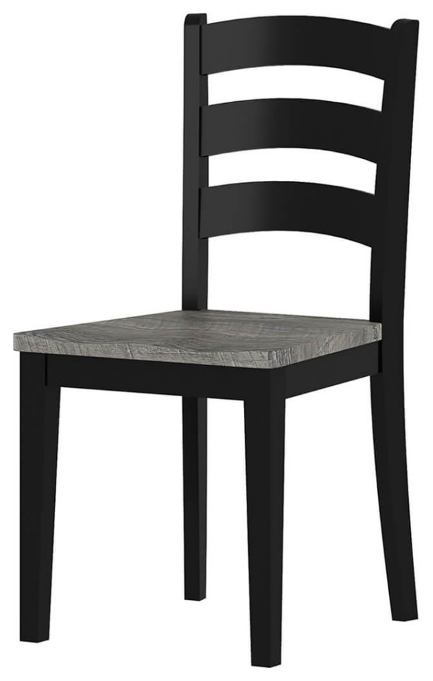 Moosonee Black Two Tone Solid Wood Farmhouse Ladder Back Dining Chair   Rustic   Dining Chairs   by Sierra Living Concepts Inc  Houzz