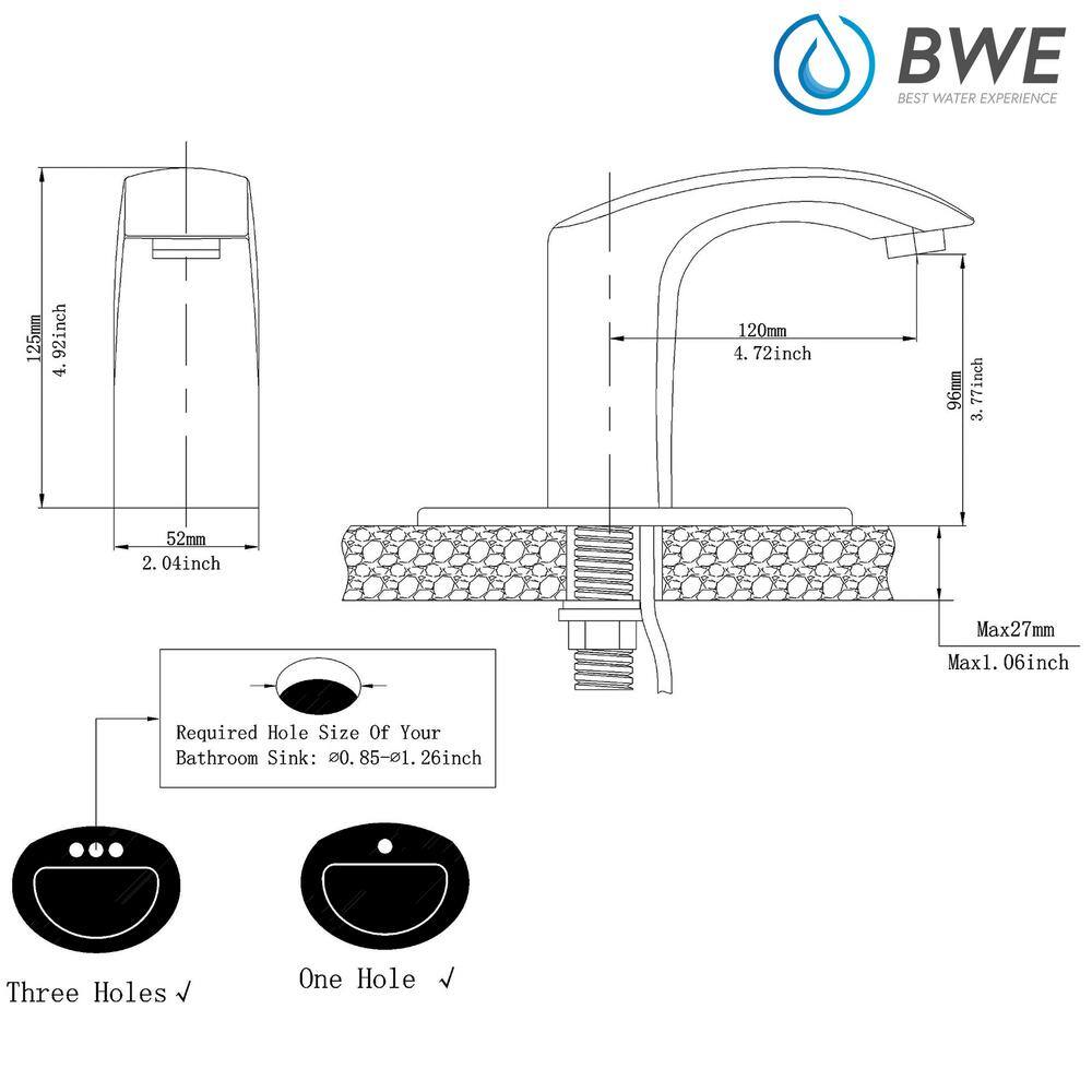 BWE Automatic Sensor Touchless Bathroom Sink Faucet With Deck Plate In Polished Chrome A-918106-C