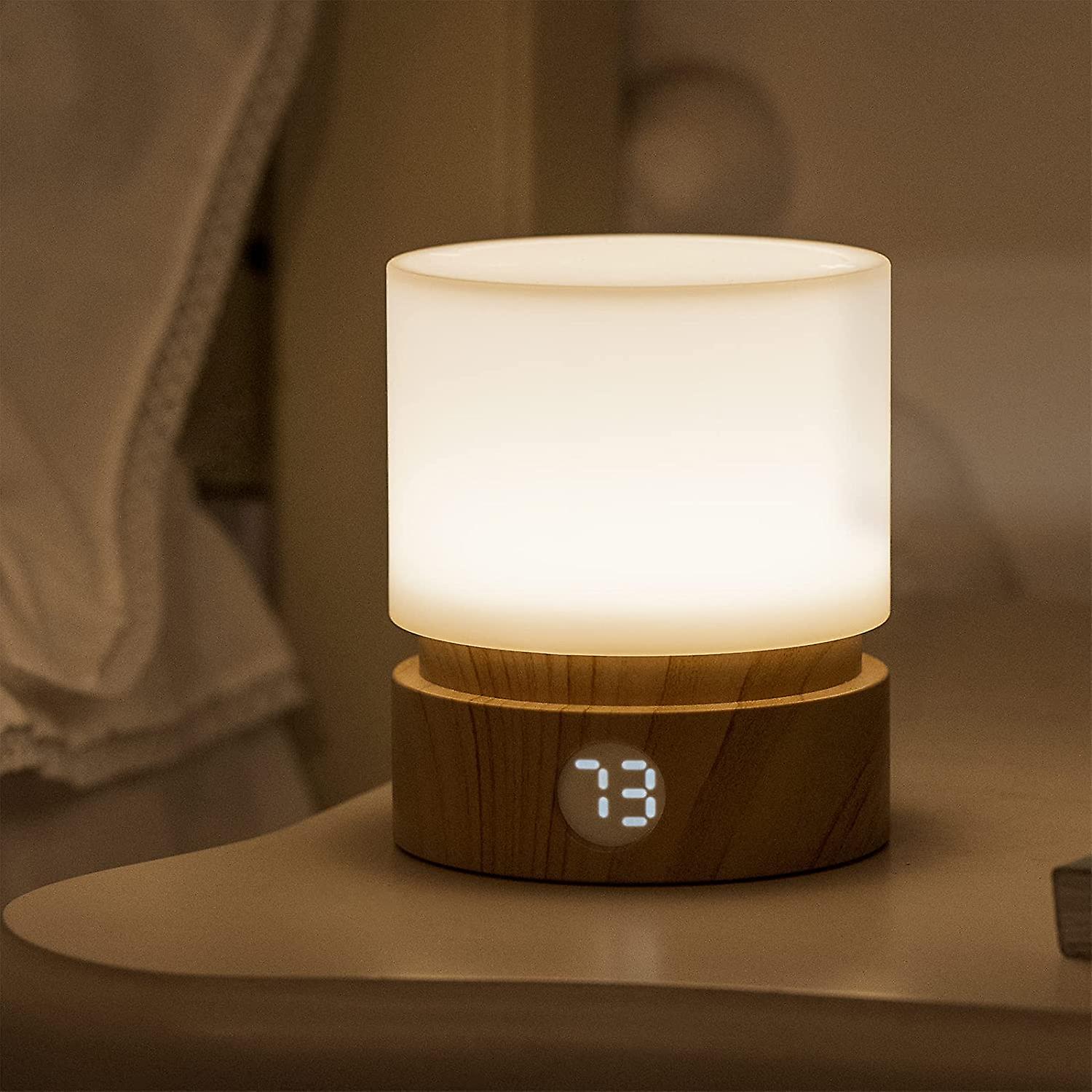 Night Light With Timer， Small Table Bedside Lamp， Led Night Light Kids， Baby Night Light， Wood Grain， Dimmable， Battery， Rechargeable