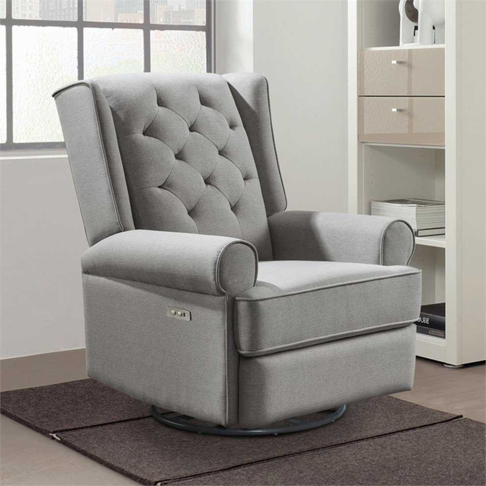 Westwood Design Amelia Traditional Fabric USB Glider and Recliner in Charcoal   Transitional   Recliner Chairs   by Homesquare  Houzz