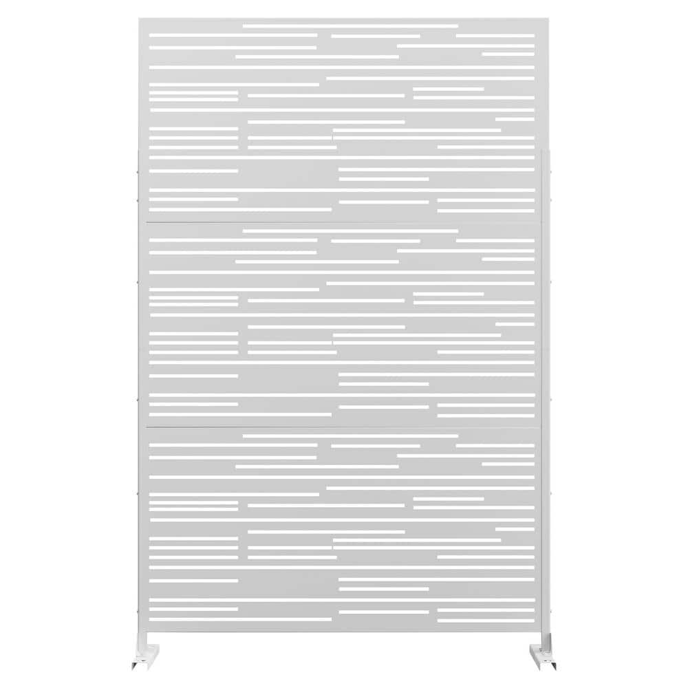 FENCY 76 in. Galvanized Steel Garden Fence Outdoor Privacy Screen Garden Screen Panels Shine Pattern in White A-GE04051