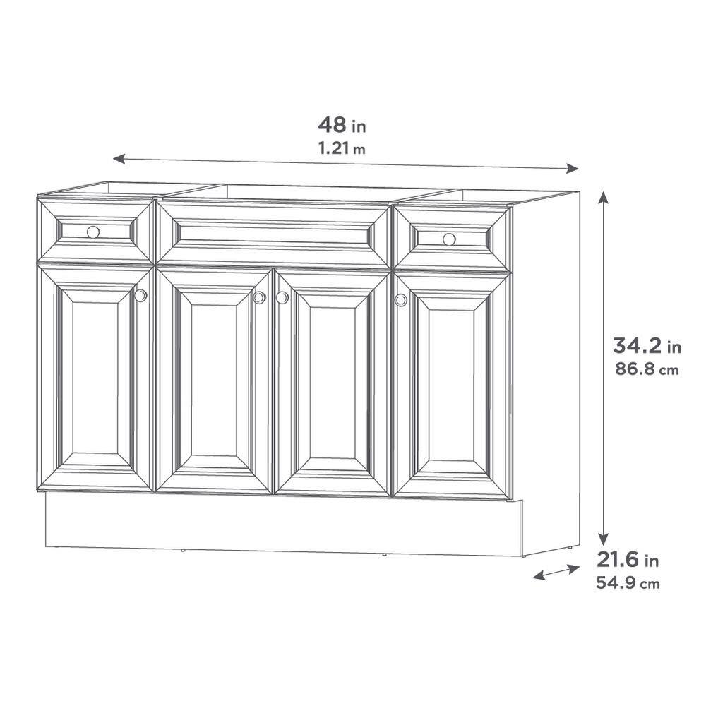 Glacier Bay Glensford 48.0 in. W x 21.6 in. D x 34.2 in. H Bath Vanity Cabinet without Top in White GF4821-WH