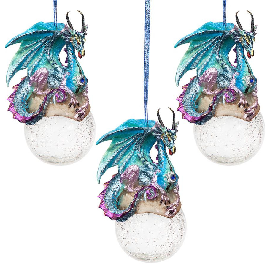 Design Toscano 3 Pak Frost The Dragon Ornament   Transitional   Christmas Ornaments   by Kolibri Decor  Houzz