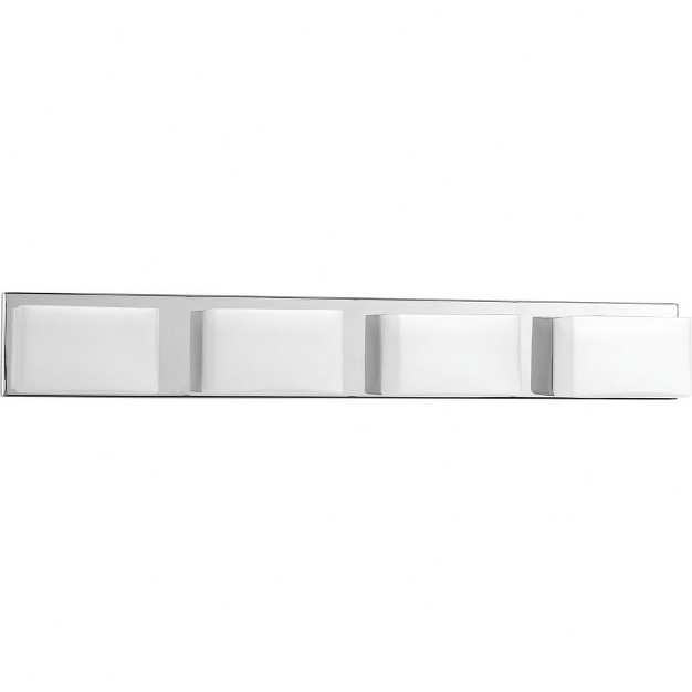 Progress Lighting Ace Collection 4 light Led Wall Fixture Polished Chrome Geometric Frosted Glass Shade