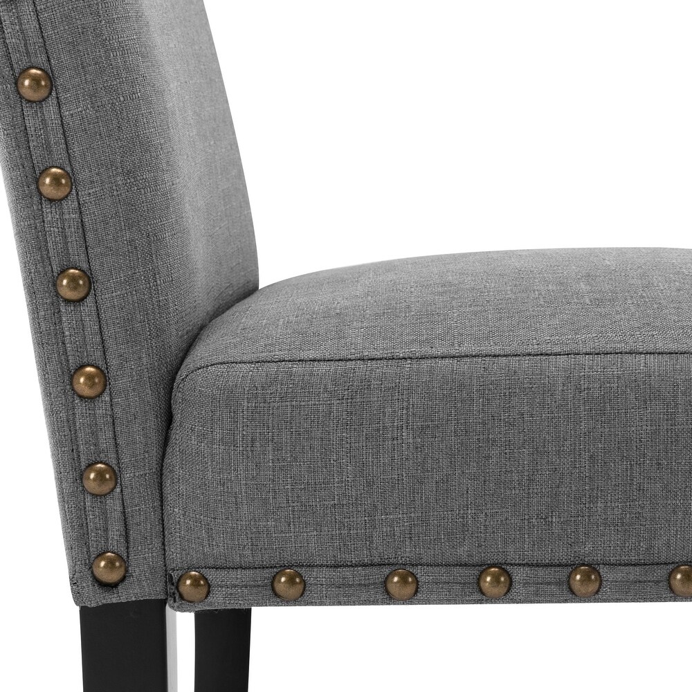 Fabric Upholstered Nailhead Trim Parsons Dining Chairs Set of 2