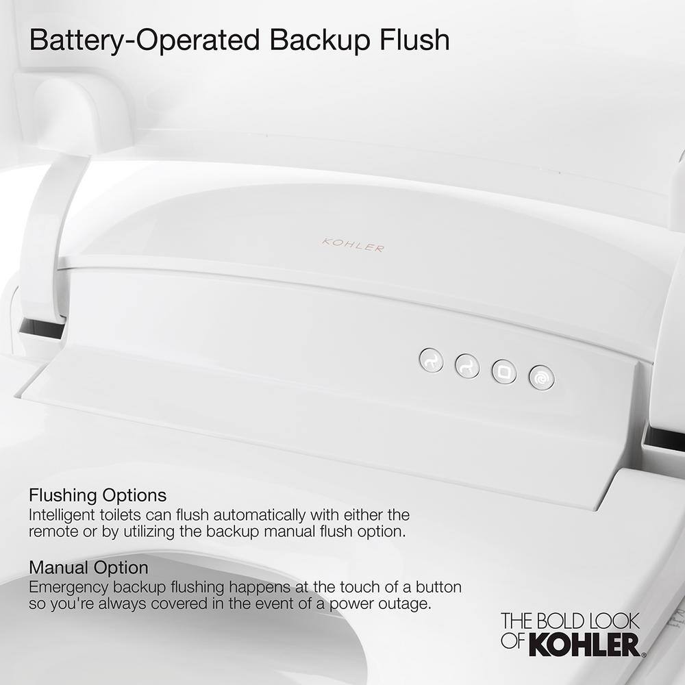 KOHLER Veil 1-Piece 0.8 or 1.6 GPF Dual Flush Elongated Wall-Hung Toilet in White Components Included 5402-0