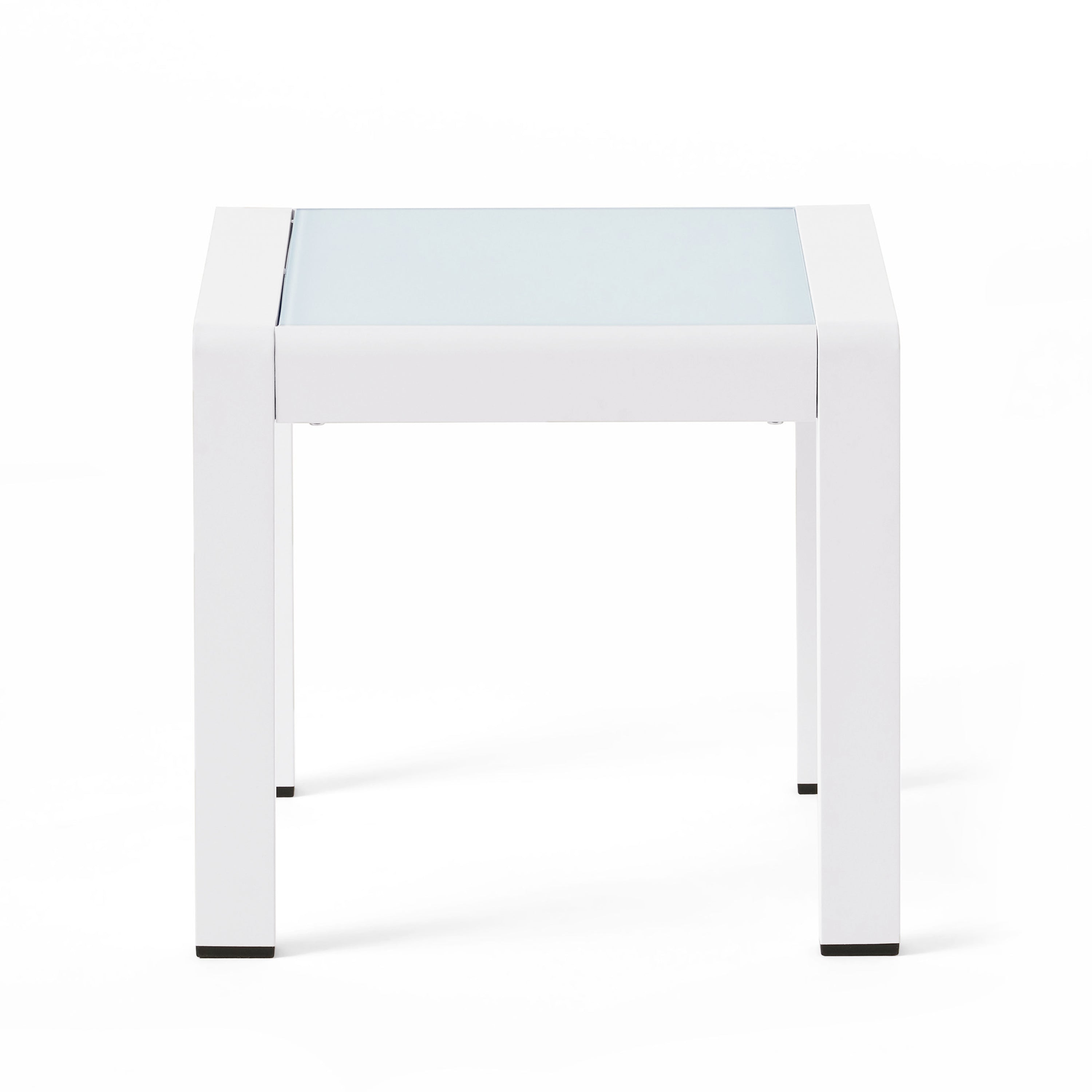 Giovanna Coral Outdoor Aluminum Side Table with Glass Top