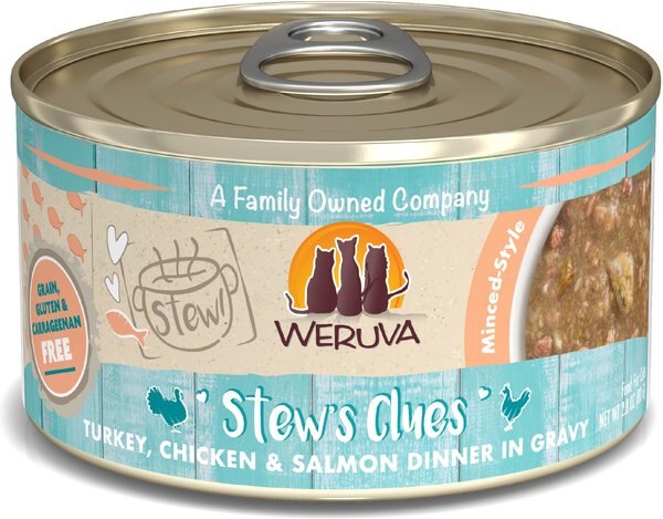 Weruva Classic Cat Stew's Clues Turkey， Chicken and Salmon in Gravy Stew Wet Canned Cat Food