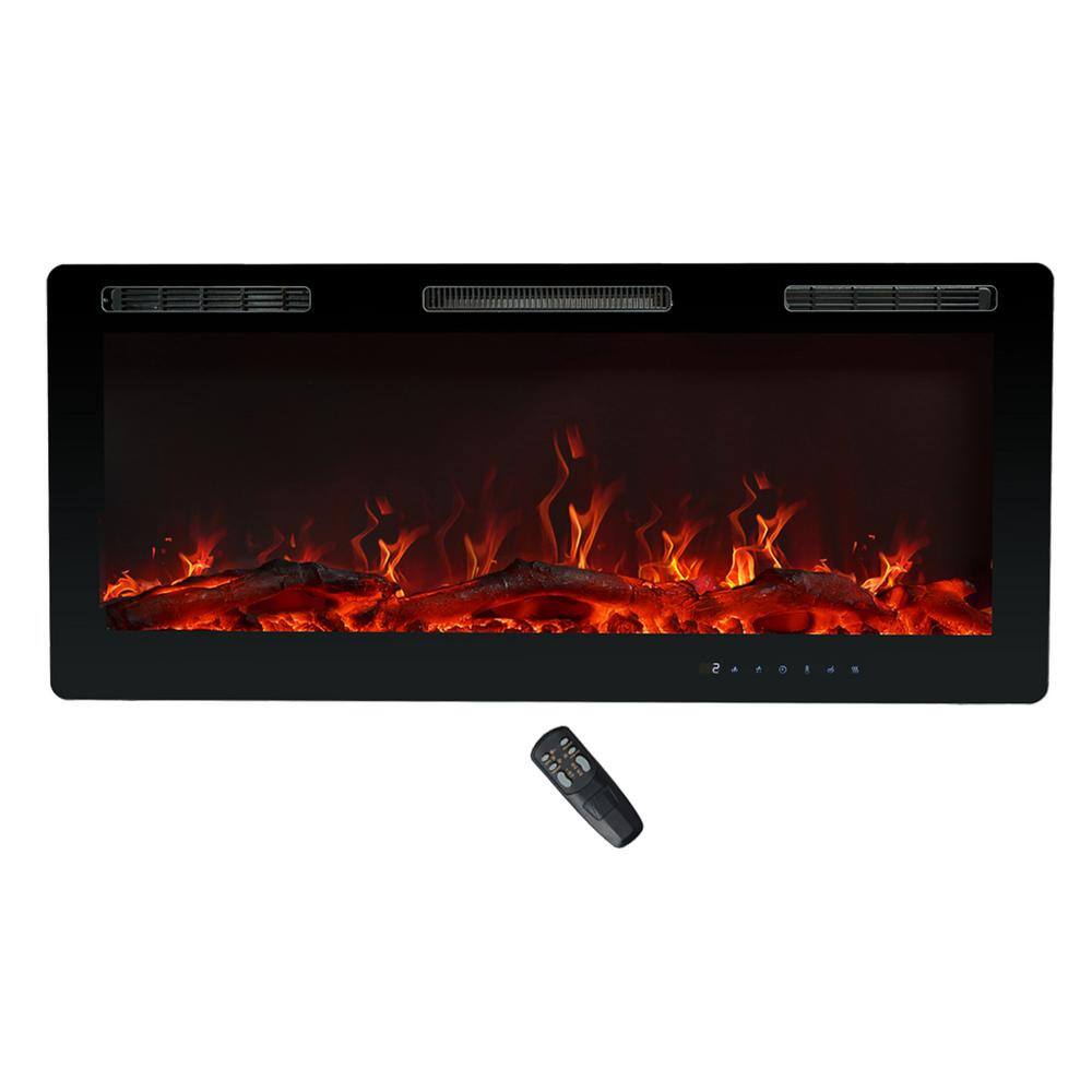 FLAMESHADE 42 in. Wall-Mount Electric Fireplace in Black with Infrared Remote and Touch Screen FSEFWTJ42AI2N