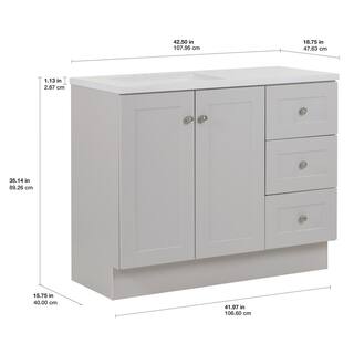 Glacier Bay Bannister 42.5 in. W x 18.75 in. D Bath Vanity in Pearl Gray with Cultured Marble Top in Colorpoint White with Sink BA42P2-PG