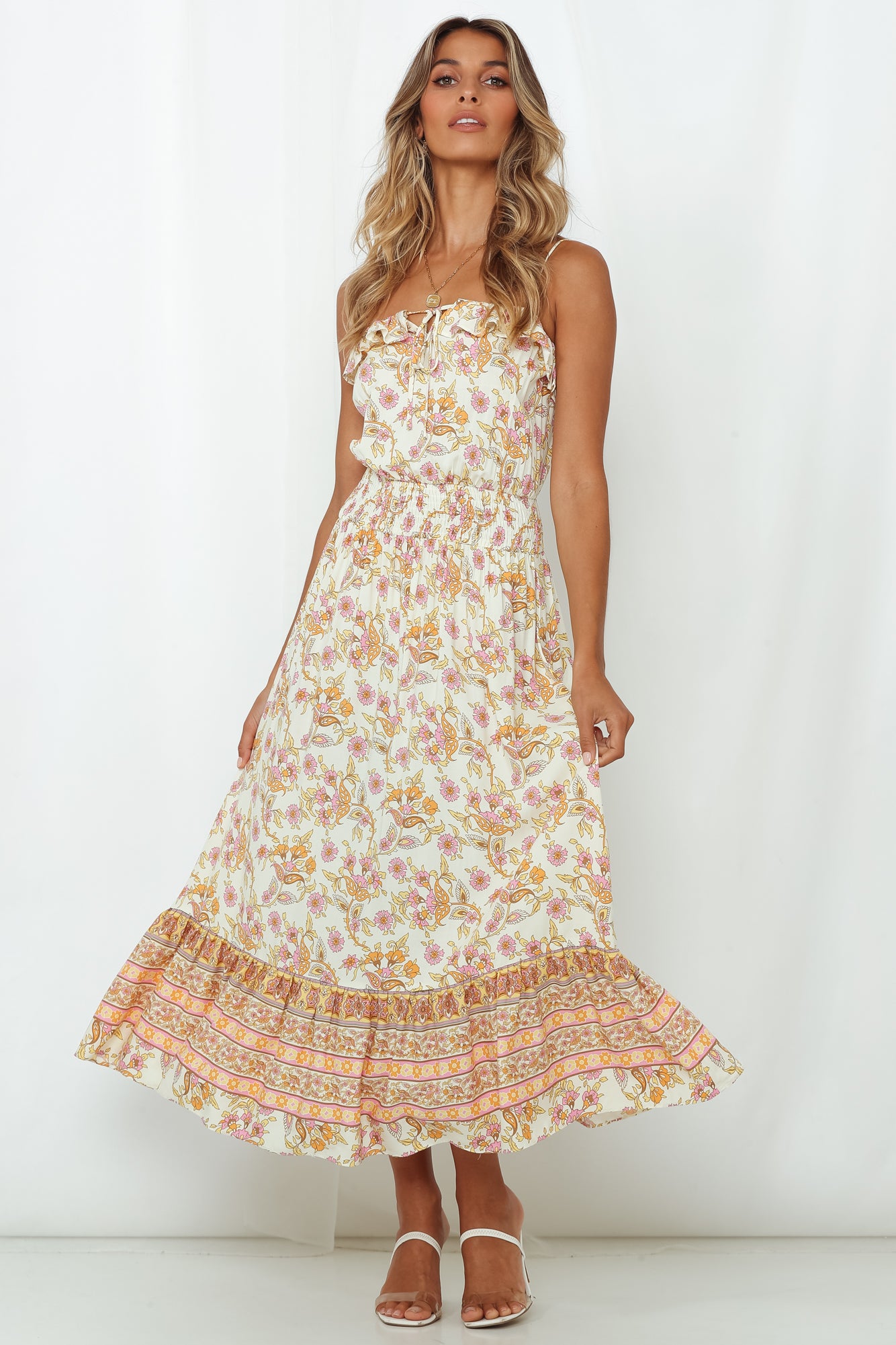 On Call For Summer Midi Dress Ivory