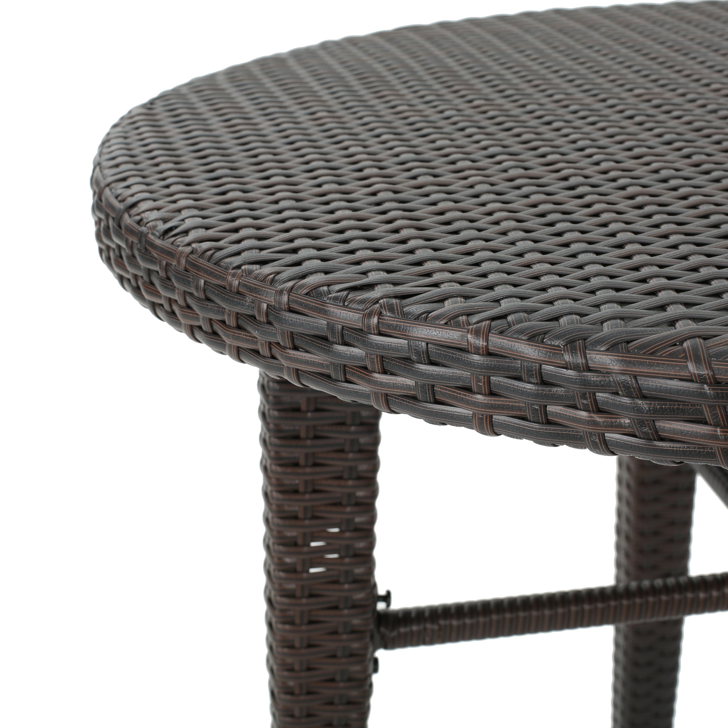 Patricia Outdoor 5 Piece Multi-brown Wicker Round Bar Table Set