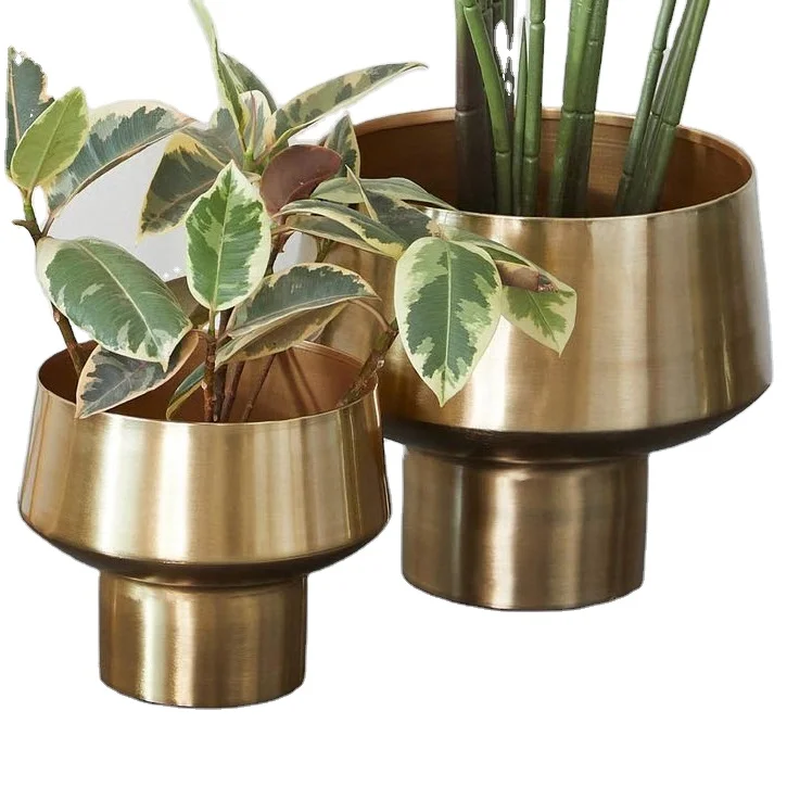 Custom Logo Copper Metal Planters for Garden Home Decorative Plant Custom Shape Flower Pot Luxury Floor Planter