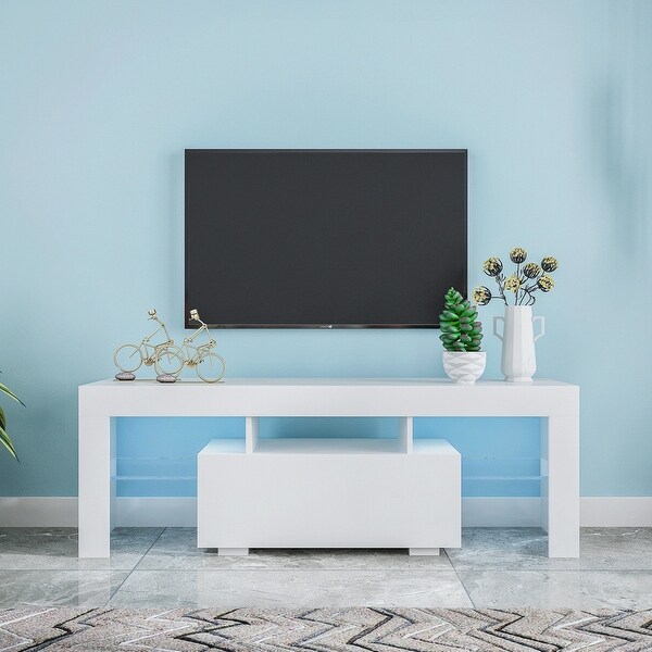 51''L Flat Screen TV Stand LED RGB TV Cabinet with 5 Shelf for 43 to 60 in Entertainment Center