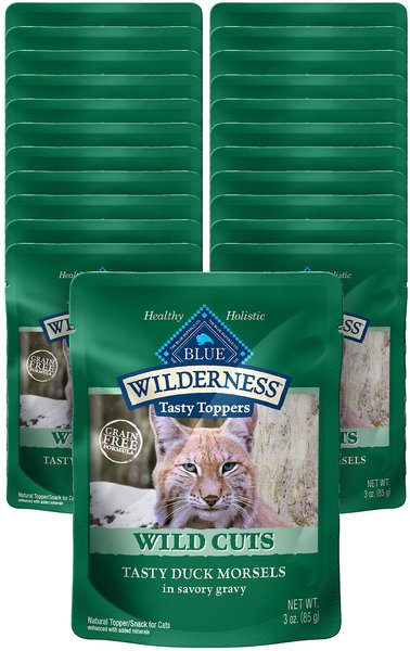 Blue Buffalo Wilderness Tasty Toppers Wild Cuts Tasty Duck Morsels in Savory Gravy Grain-Free Cat Food Topper