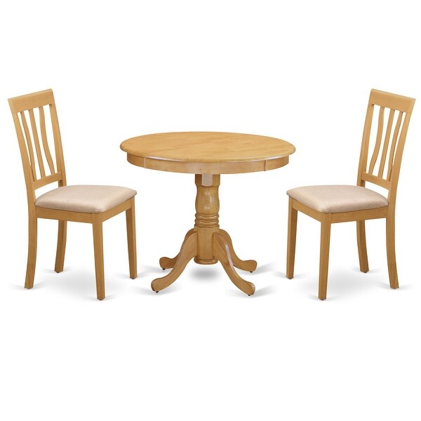 3 PC Oak Kitchen Table Set Including 1 Small Kitchen Table plus 2 Dining Chairs (Chair Seats Option)