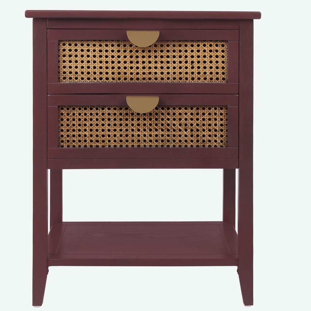 Naturel Rattan 2 Drawer Side table