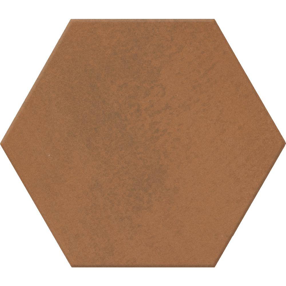 Marazzi Moroccan Concrete Terra Cotta 8 in. x 9 in. Glazed Porcelain Hexagon Floor and Wall Tile (9.37 sq. ft.Case) MC568HEX1P2