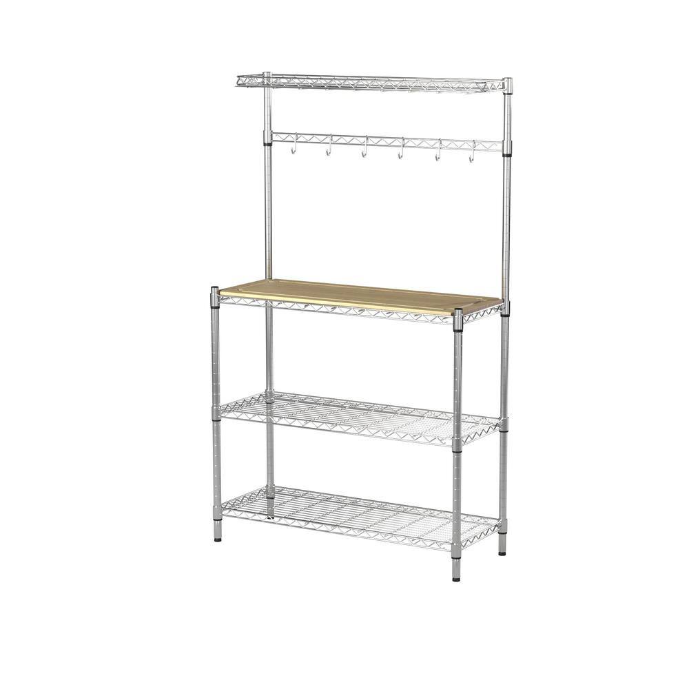 TRINITY Chrome 4-Tier Steel Wire Shelving Unit (14 in. W x 61 in. H x 36 in. D) TBFZ-1501