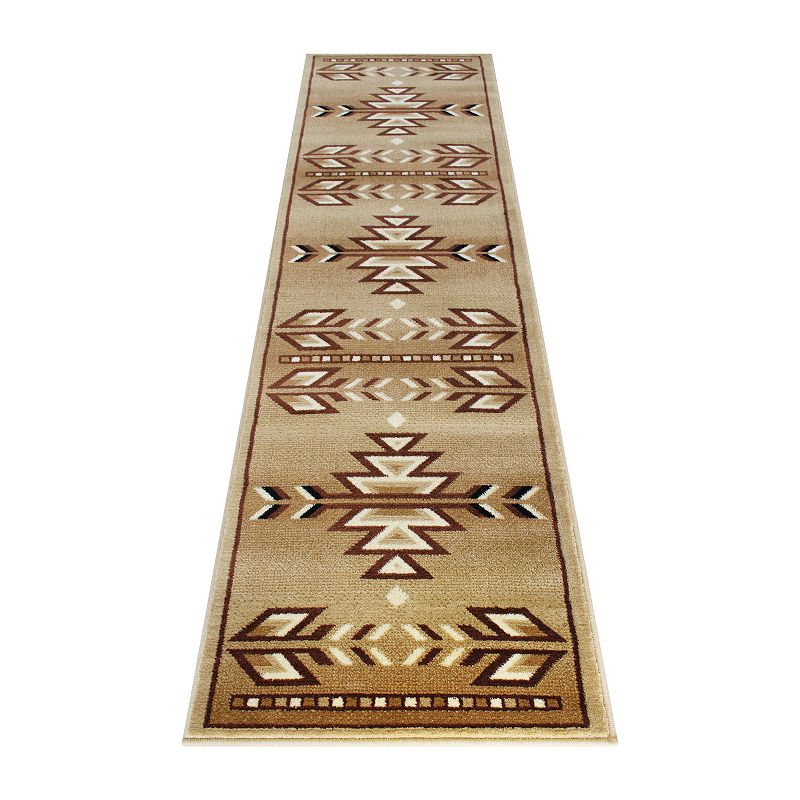 Masada Rugs Masada Rugs Southwest 2'x7' Native American Area Rug Runner in Beige