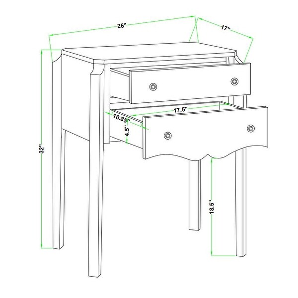 Simplify 2-drawer Solid Wood Storage Side Table