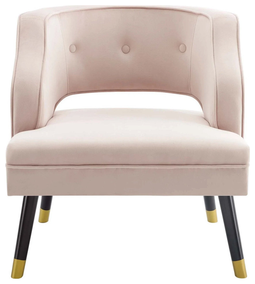 Finn Pink Button Tufted Open Back Performance Velvet Armchair   Contemporary   Armchairs And Accent Chairs   by Rustic Home Furniture Deco  Houzz