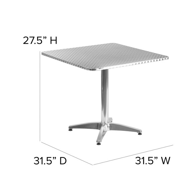 Flash Furniture Mellie 31 5 x27 x27 Square Aluminum Indoor outdoor Table With Base