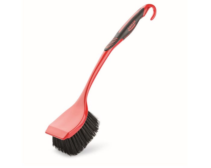 Libman Long Handle Utility Scrub Brush， Red  Black