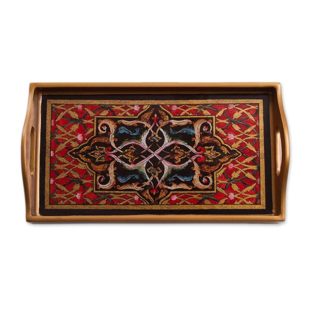 Handmade Floral Connection Reverse Painted Glass Tray (Peru)