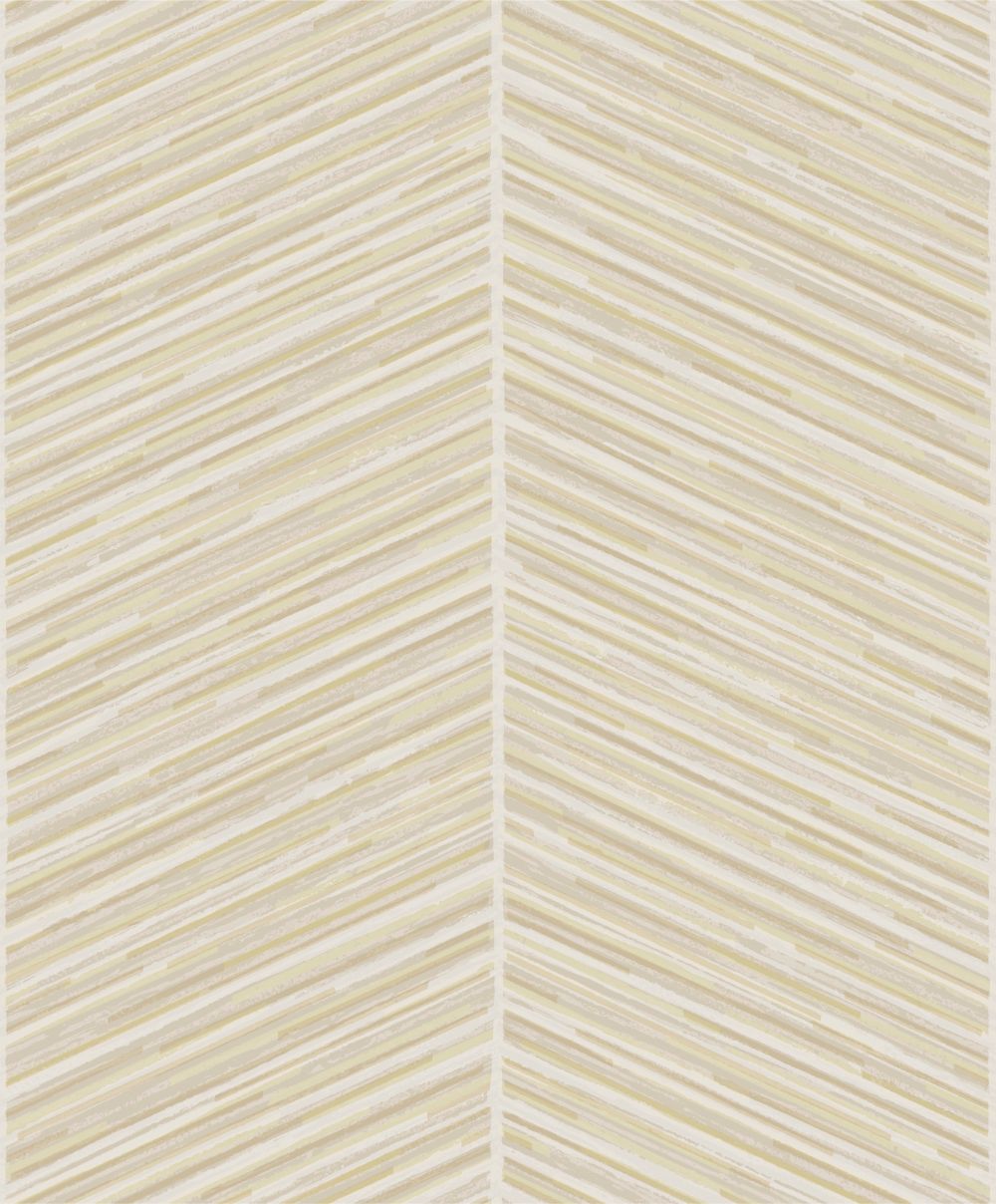 Herringbone Stripe Wallpaper in Gold and Off-White from the Casa Blanca II Collection