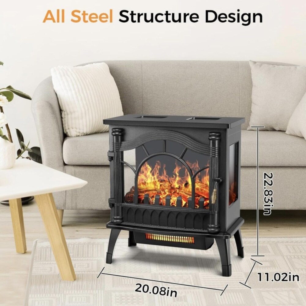 Electric Fireplace Heater  1000/1500W Electric Fireplace with Realistic Flames Effect  ETL Certificated Overheating Protection