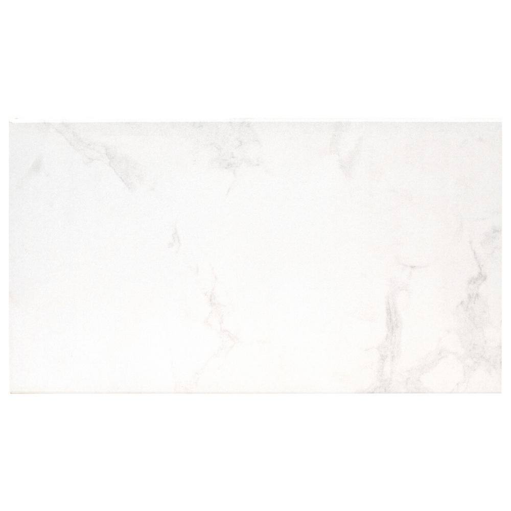 MSI 0.79 in. x 13 in. x 24 in. Praia Carrara White Glazed Porcelain Pool Coping (4.33 sq. ft.Case) COPNPRACAR1324