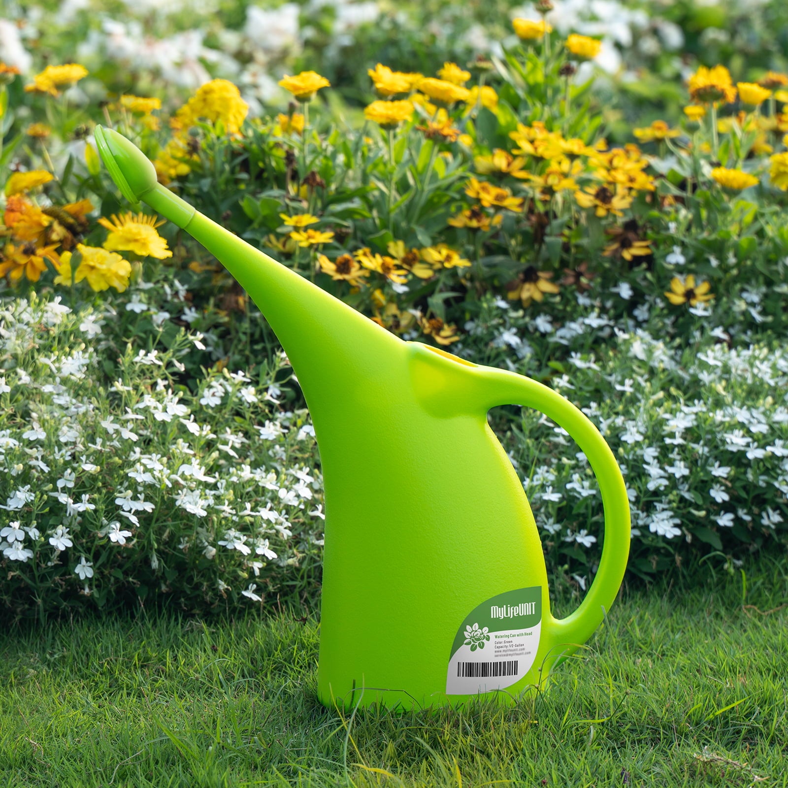 MyLifeUNIT Watering Can for Indoor Plants， Water Can with Shower Head， 1/2 Gallon (Green)