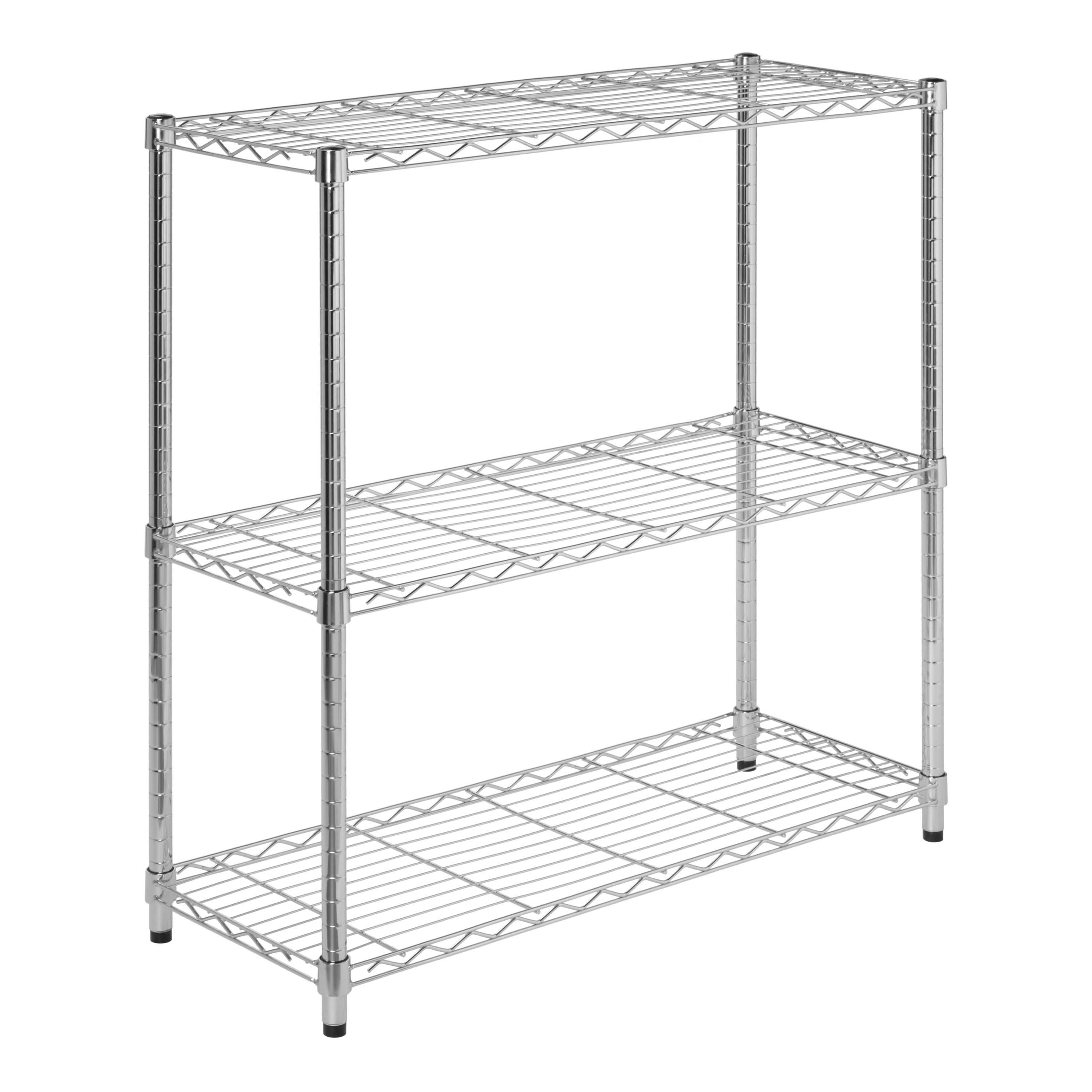 Honey Can Do 3-Tier Heavy-Duty Adjustable Shelving Unit With 200-Lb Shelf Capacity, Chrome, Basement/Garage