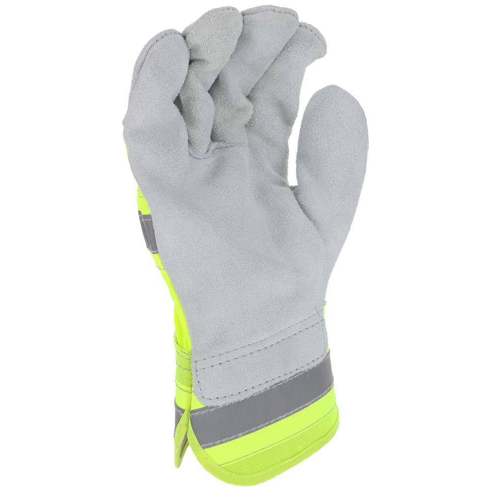 West Chester Protective Gear Hi-Vis Large Split Leather Palm Gloves 70501-LCCD6