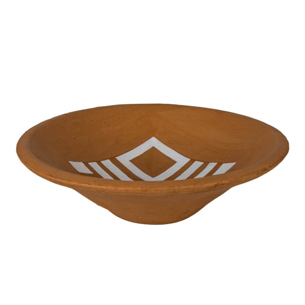 White Geo Accent Terracotta Trinket Tray Foreside Home amp Garden