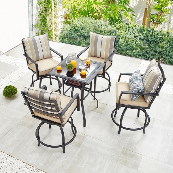 Patio Festival 5Piece Outdoor High Swivel Chair Dining Set