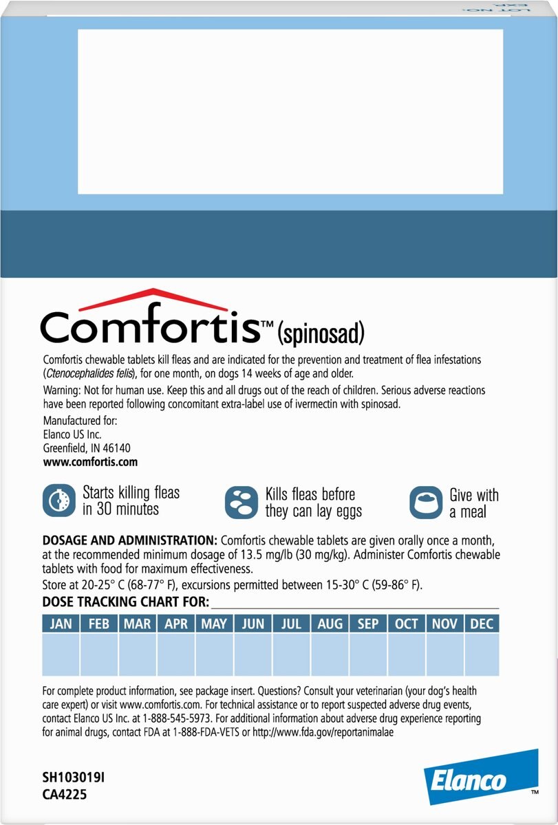 Comfortis Chewable Tablet for Dogs 40.1-60 lbs (Blue Box)