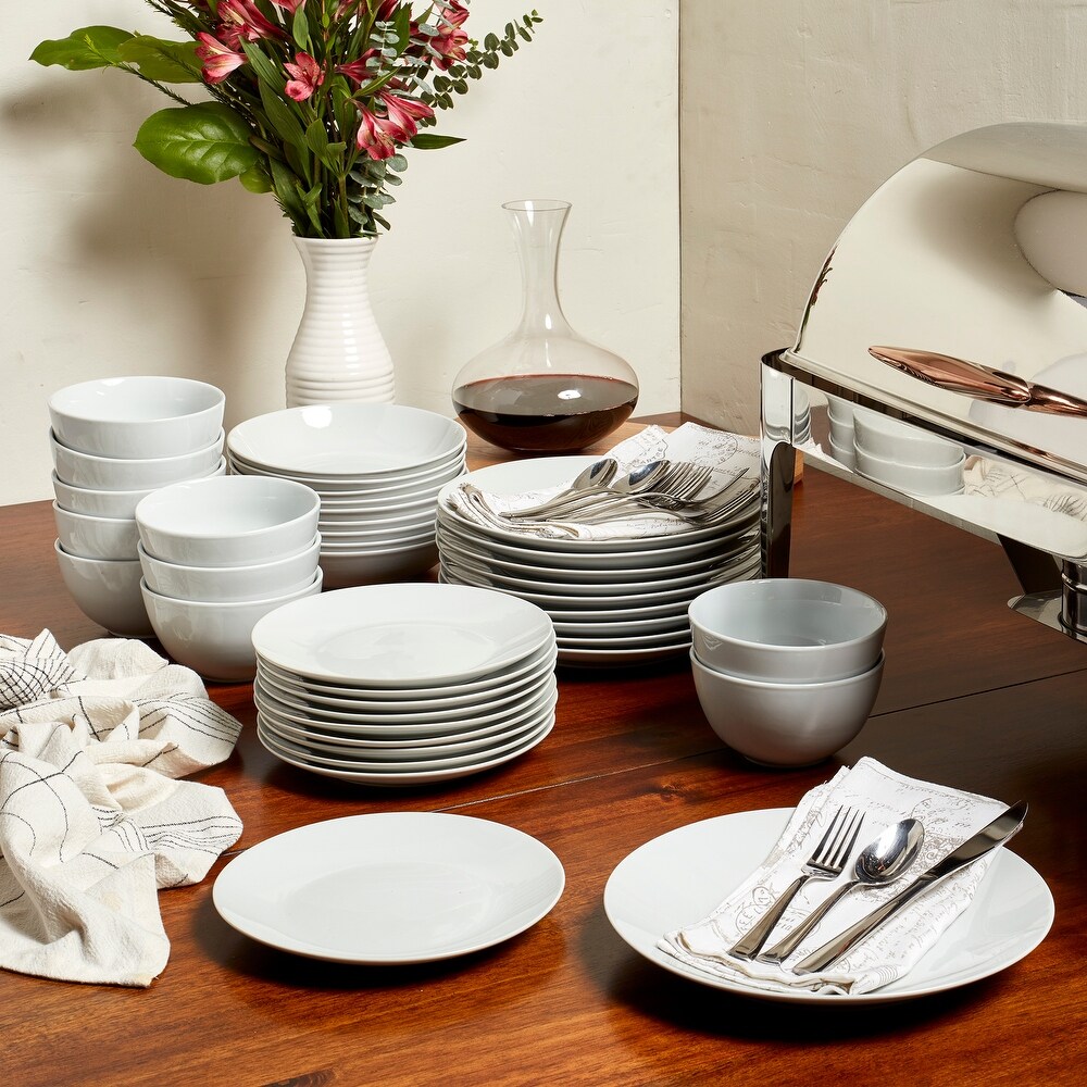 Tabletops Gallery Adams 40 piece White Dinnerware Set (Service for 10)