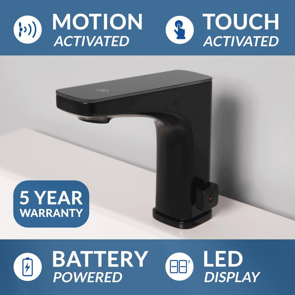 FLOW Grove Touch and Motion Activated Single-Handle Bathroom Faucet in Matte Black GRVB1 MB