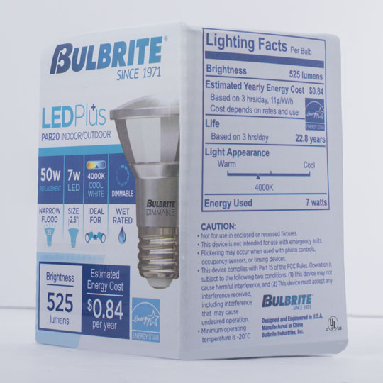 Bulbrite Led Par20 Medium Screw (E26) 7W Dimmable ...